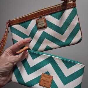Set of 2 Dooney & Bourke TEAL Chevron Pouches/Clutches!